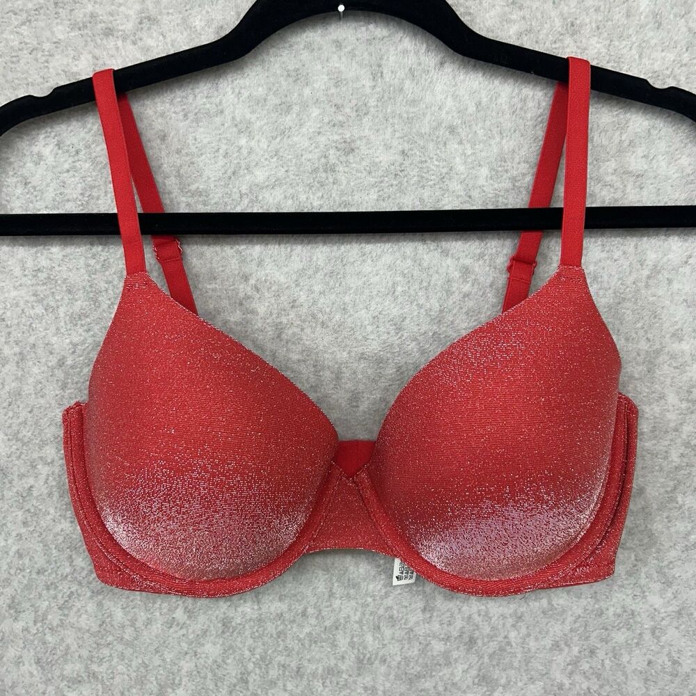 PINK Victoria's Secret Red Pepper Sparkle 34DD Wear Everywhere T-shirt  Bra